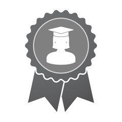 Isolated badge with  a female graduated student