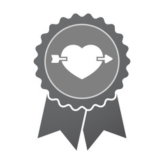 Isolated badge with  a heart pierced by an arrow