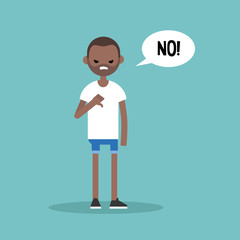 Thumbs down. Displeased black man says 