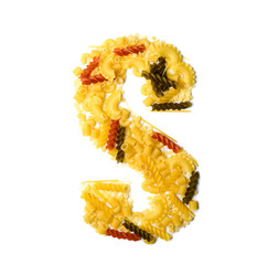 Pile of spaghetti forming a letter S