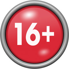 Red design 16 years in round 3D button