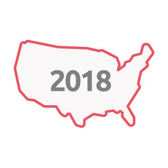 Fototapeta na wymiar Isolated USA map with the number 2018
