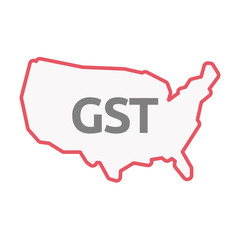 Isolated USA map with  the Goods and Service Tax acronym GST