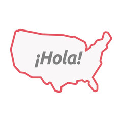 Fototapeta na wymiar Isolated USA map with the text Hello! in spanish language