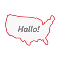 Fototapeta na wymiar Isolated USA map with the text Hello! in the German language