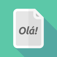 Long shadow document with  the text Hello! in the Portuguese language