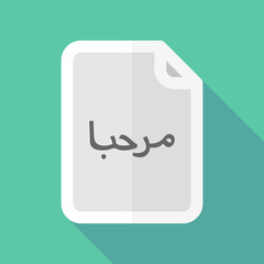 Long shadow document with  the text Hello in the Arab language
