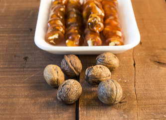 Turkish walnut sausage, Turkish delight
Walnut Turkish delight
 Pictures, made with molasses and walnuts Turkish delight
Turkish delight giving energy.

