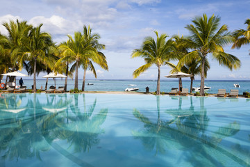 Fototapeta na wymiar Luxurious five stars holiday resort on tropical paradise island