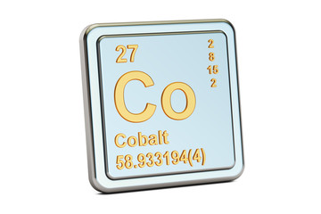 Cobalt Co, chemical element sign. 3D rendering