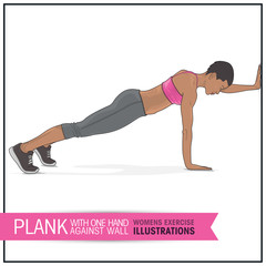 Plank female exercise illustration - 141418360
