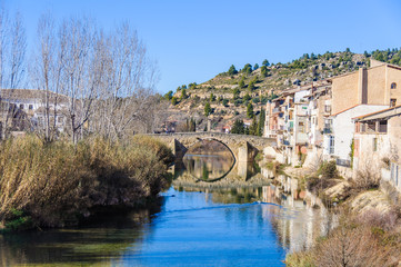 Fototapeta na wymiar Riverside view in Valderrobres, Spain
