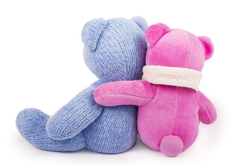 Friendship - two teddy bears blue and pink