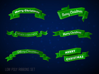 Polygonal marry christmas ribbons collection.