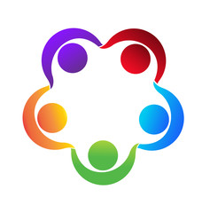 Teamwork holding hands logo vector