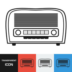 Transparent retro radio icon. Vector icon on different types backgrounds, Eps 10