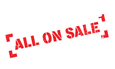 All On Sale rubber stamp. Grunge design with dust scratches. Effects can be easily removed for a clean, crisp look. Color is easily changed.