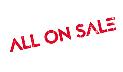 All On Sale rubber stamp. Grunge design with dust scratches. Effects can be easily removed for a clean, crisp look. Color is easily changed.