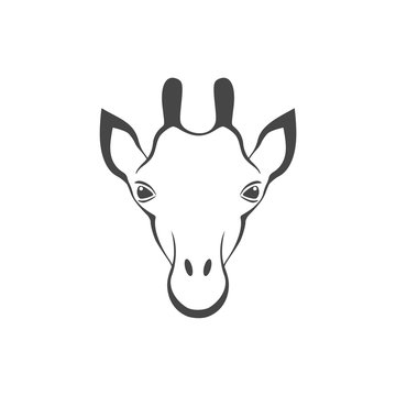 Giraffe face, flat animal face icon vector