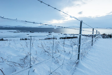 Beautiful winter landscape windy and covered snow in Iceland