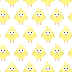 Seamless pattern with flat chickens pictograms.