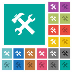 Fototapeta premium Wrench and hammer tools square flat multi colored icons