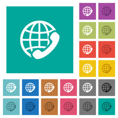International call square flat multi colored icons