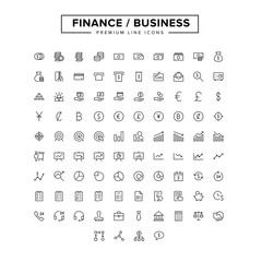 Finance Bisiness Line Icon Set