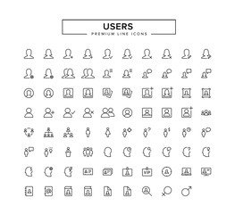Users outline icon set