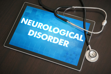Neurological disorder (disease, autism, syndrome) diagnosis medical concept on tablet screen with stethoscope