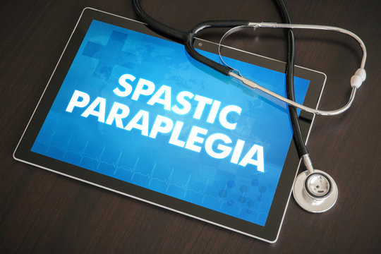 Spastic paraplegia (neurological disorder) diagnosis medical concept on tablet screen with stethoscope