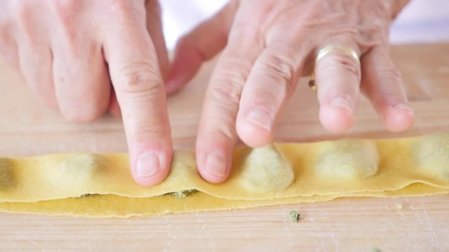 Italian Fresh pasta preparation hand made