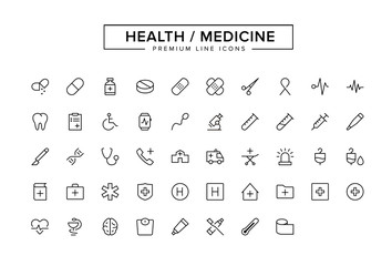Health Medicine Line Icon Set