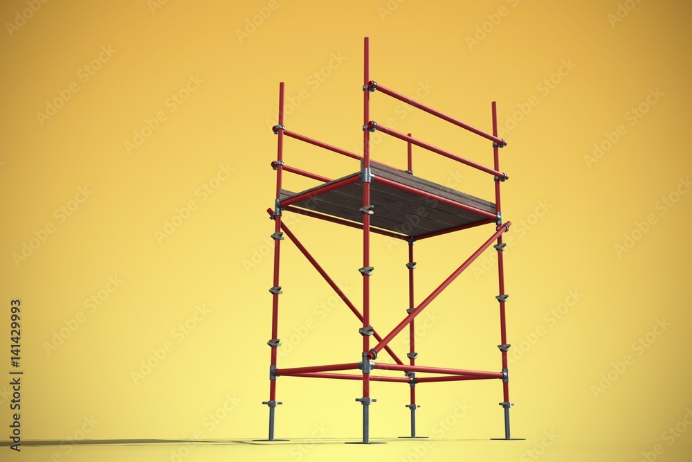Poster composite image of 3d image of red scaffold frame