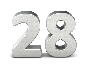 28 zahl silber 3d number silver struktur
