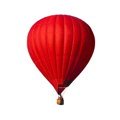 Fotobehang Rode luchtballon geïsoleerd op wit met alfakanaal en werkpad, perfect voor digitale compositie © Goinyk