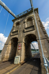 Tower of the Menai Suspension Bridge over between Anglesey and mainland Wales