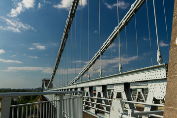 Obraz premium Deck of the Menai Suspension Bridge over between Anglesey and mainland Wales