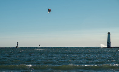 Kite Surfer and Lighthouse