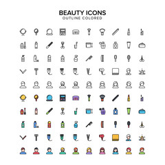 beauty outline colored icons