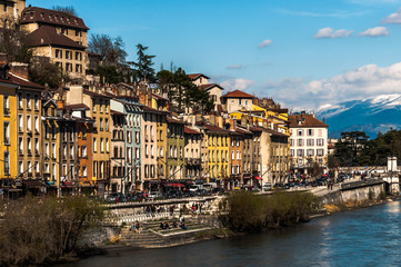 The Saint Lorent district and the Isere river in Grenoble