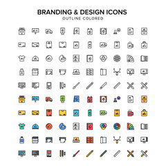 branding and design outline colored icons