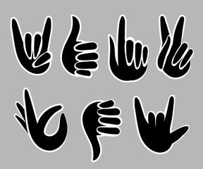 Hand icon set Flat design style vector illustration.