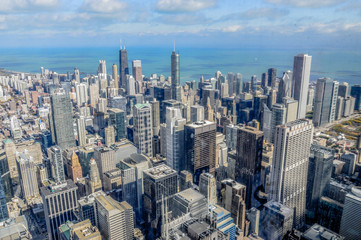 Fototapeta na wymiar panoramic view of the city of Chicago in Illinois United States in autumn