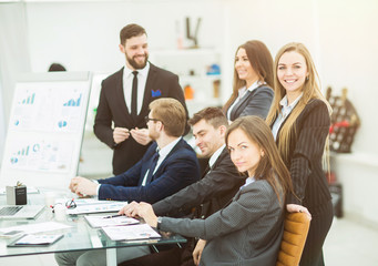 Fototapeta premium business team working on a new presentation in the workplace in modern office