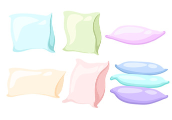 Pillow icon set for interiors Flat design style vector illustration.