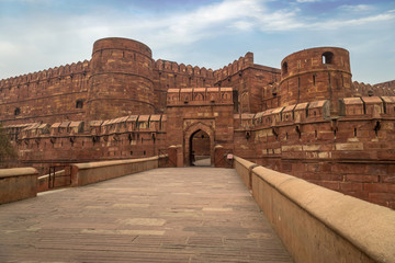 Agra Fort - Een UNESCO-werelderfgoed in de stad Agra, India. Dit historische fort is een teken van de Mughal-Indiase architectuur die tot het jaar 1638 de Mughal-dynastie huisvestte.