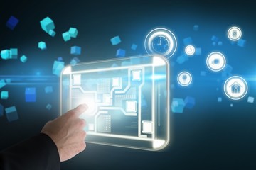 Composite image of businessman gesturing 3d