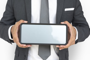 Businessman Holding Alarm Clock Copy Space Portrait Concept