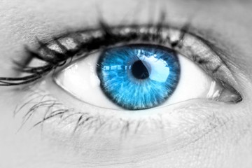 Composite image of blue eye - obrazy, fototapety, plakaty